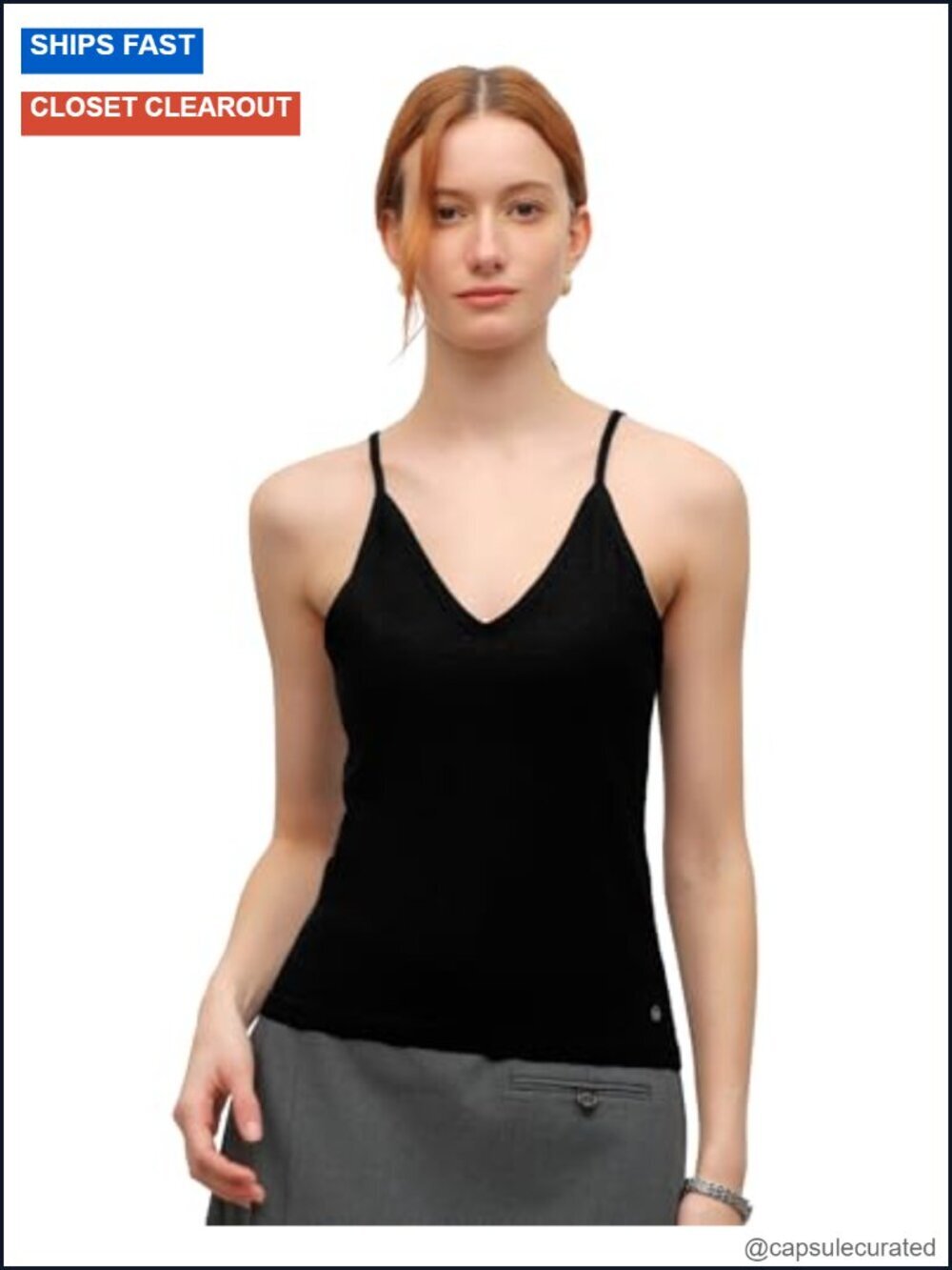 70% Cashmere 30% Silk Camisole Sleeveless Spaghetti Strap Top